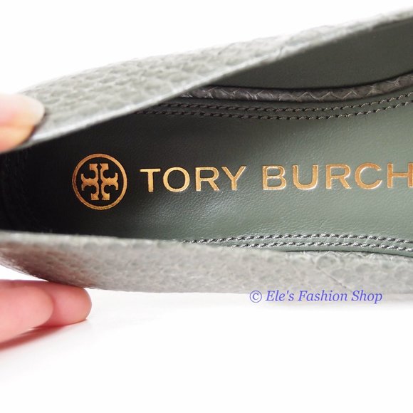 NIB Tory Burch Georgia Ballet Snake Embossed Leather Palm Leaf Green US 9 AUTHNT - Picture 15 of 16